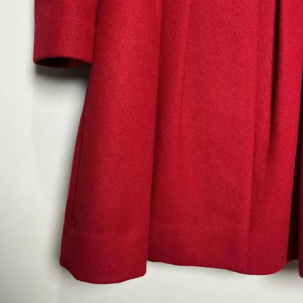 Vintage Rothschild Girls Red Wool Dress Coat Fur Trim Size 5 Union Made In‎ USA